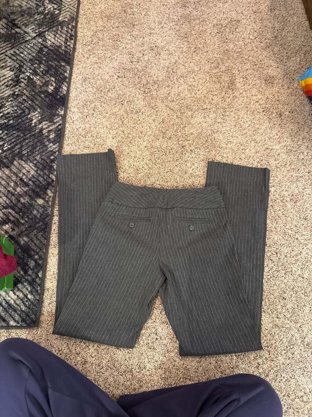 The Limited Ideal Stretch Grey Pinstripe Flare Dress Pants